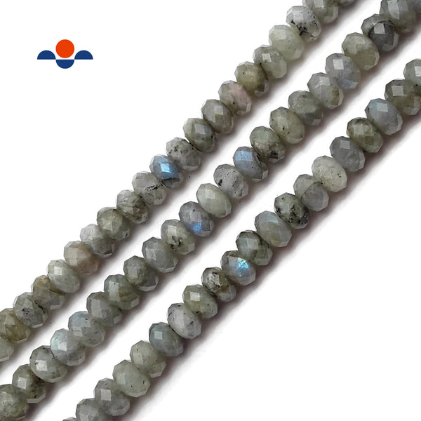 Labradorite Hard Cut Faceted Rondelle Beads Size 5x8mm 15.5" Strand