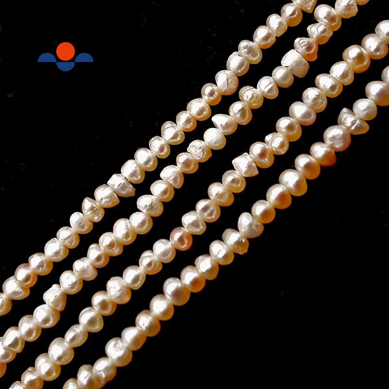 Peach Fresh Water Pearl Potato Rondelle Button Beads 2x3mm 15.5" Strand