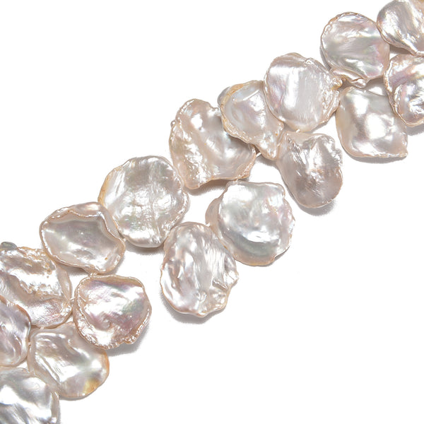 Fresh Water Pearl White Keshi Corn Flake Petals Beads Size 20-25mm 15.5'' Strand