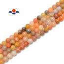 Natural Multi-Orange Jade Smooth Round Beads Size 4mm 6mm 8mm 10mm 15.5" Strand