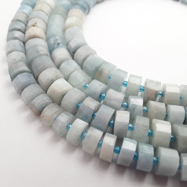 aquamarine faceted rondelle wheel Discs beads