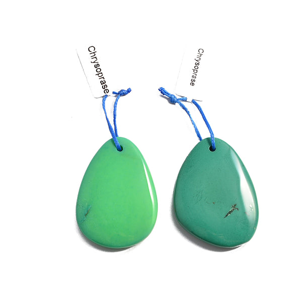 green chrysoprase pendant teardrop or irregular shape 