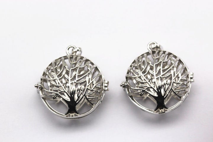 silver metal oil diffuser pendant tree of life