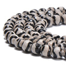 Black & White Wavy Tibetan Agate Faceted Round Beads 8mm 10mm 12mm 15.5" Strand