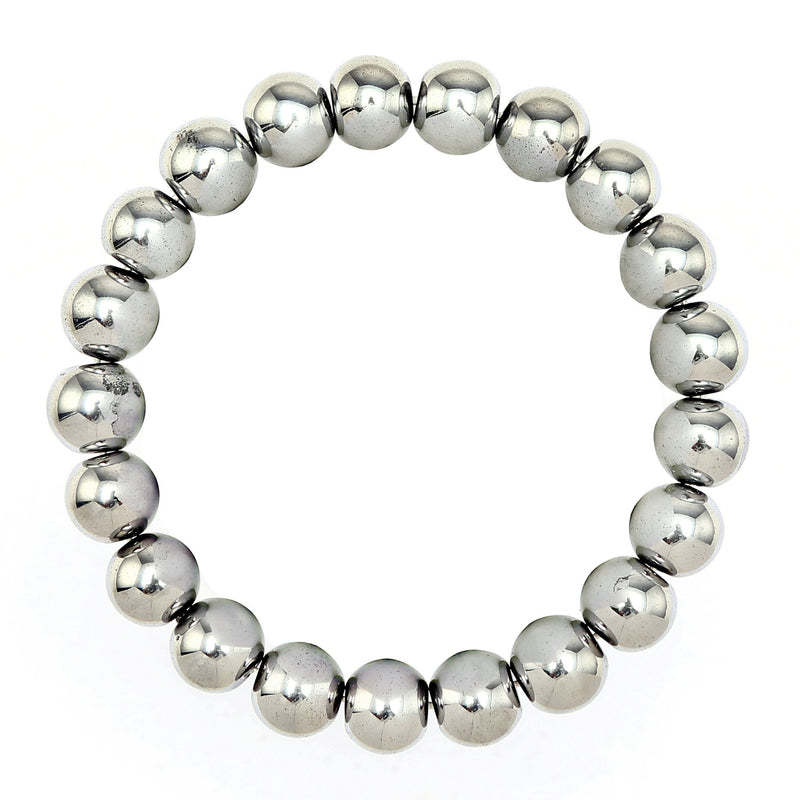 silver hematite bracelet smooth round