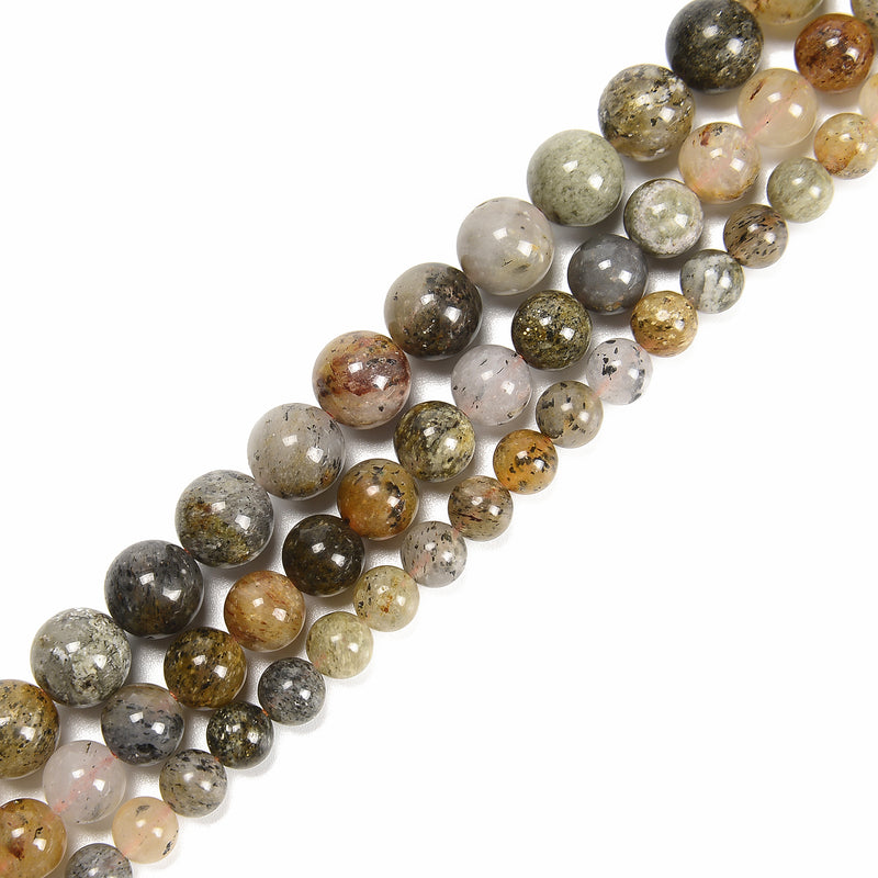 Natural Dendritic Jade Smooth Round Beads Size 6mm 8mm 10mm 15.5" Strand