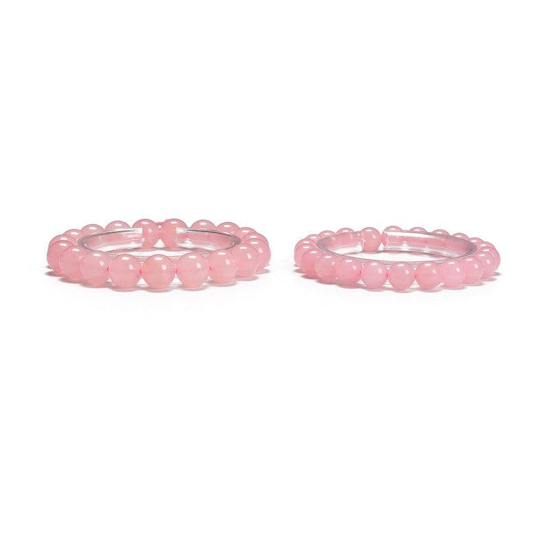 Rose Quartz Smooth Round With Guru Beaded Bracelet Size 8mm 10mm 7.5''Length