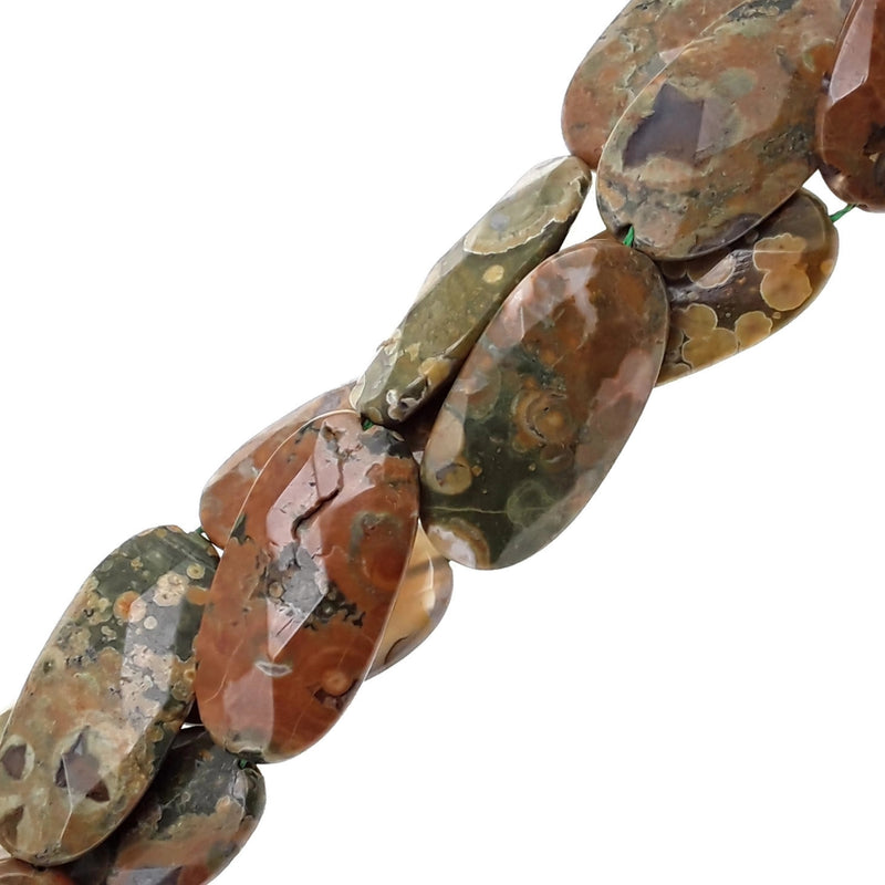 rainforest jasper rhyolite faceted oval beads