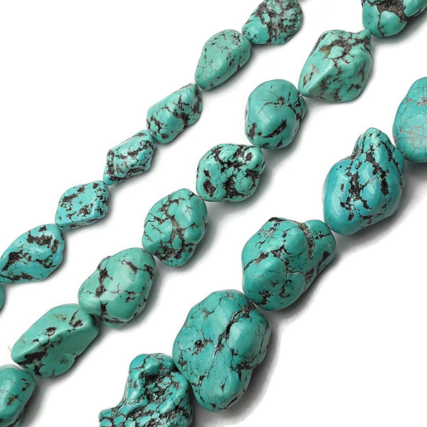 Blue Magnesite Turquoise Large Nugget Chunk Beads 25mm 30mm 35mm 15.5" Strand