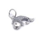 925 Sterling Silver Anti-Silver Carp Fish Shape Pendant Charm 9x14mm 4 Pcs/ Bag