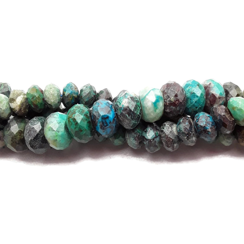 Fynchenite Chrysocolla Faceted Rondelle Beads 4x6mm 4x7mm 5x9mm 15.5'' Strand