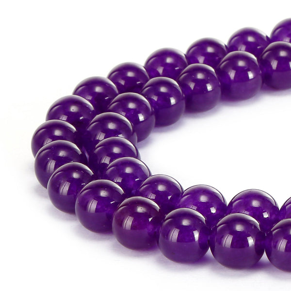 dark purple dyed jade smooth round beads