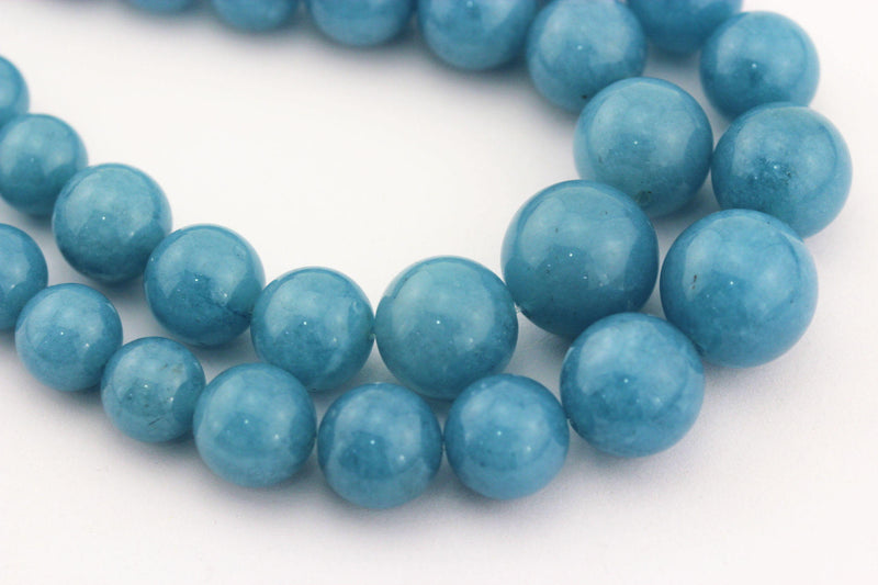 blue sponge quartz graduated smooth round beads