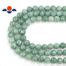 cloudy green dyed jade smooth round beads