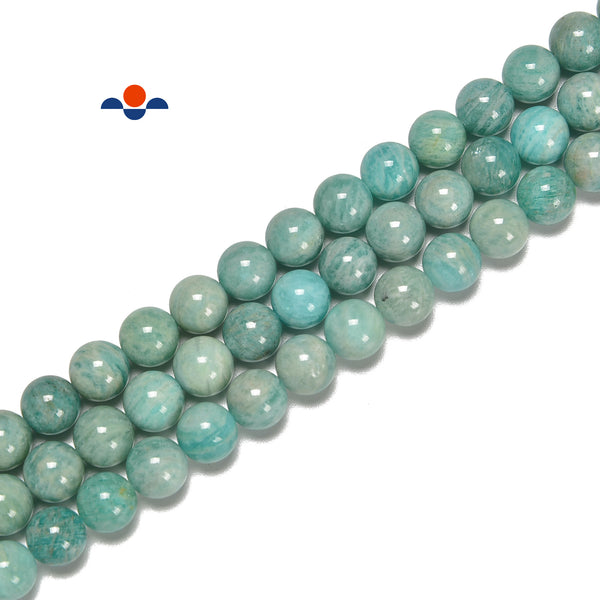 Natural Green Amazonite Smooth Round Beads Size 6mm 8mm 10mm 15.5'' Strand