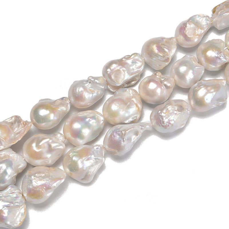 White Fresh Water Pearl Baroque Shape Beads Size15x25-20x30mm 15.5'' Strand
