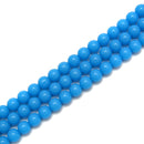 Bright Blue Glass Beads Smooth Round Beads 6mm 8mm 10mm 15.5" Strand