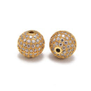gold plated micro pave clear zircon ball charm