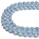Angelite Prism Cut Double Point Faceted Round Beads Size 6mm 8mm 15.5'' Strand