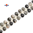 Black Rutilated Quartz Teardrop Top Drill Beads Size 12x16mm 15.5'' Strand