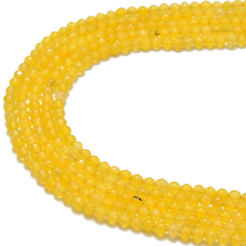 yellow color dyed jade faceted round beads