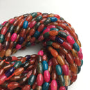 multi color dyed agate faceted rice shape beads