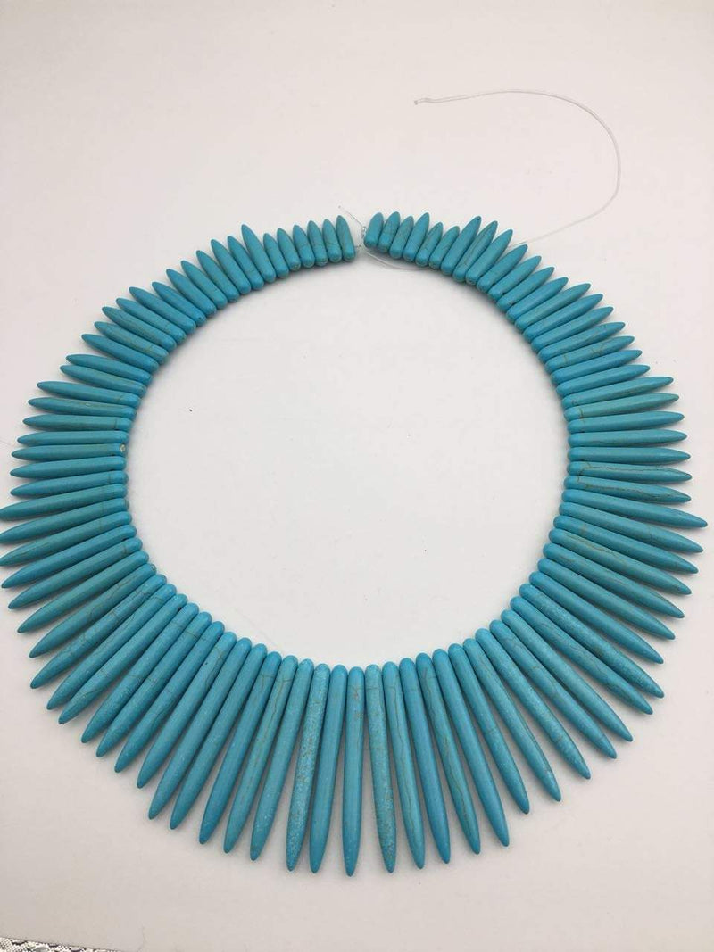blue howlite turquoise graduated spike Points beads