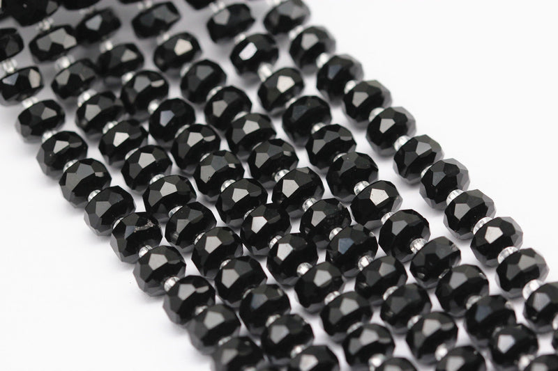 black crystal glass faceted rondelle beads 