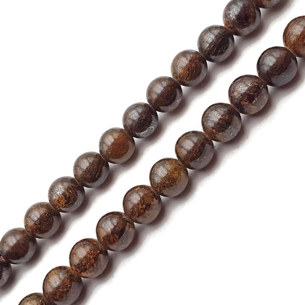 2.0mm Large Hole Bronzite Smooth Round Beads Size 8mm 10mm 15.5'' Strand