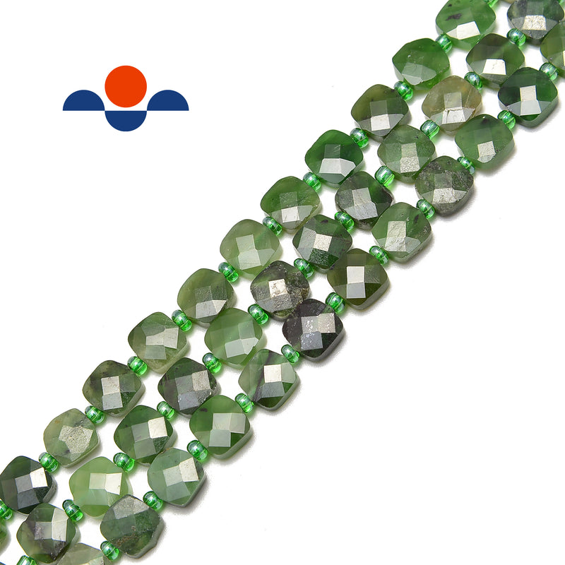 nephrite jade faceted flat square beads