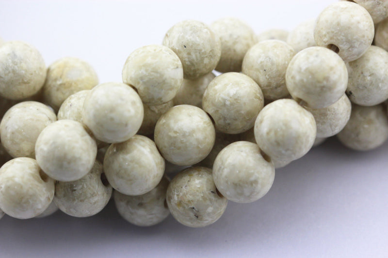 2.0mm Large Hole River Stone Matte Round Beads 6mm 8mm 10mm 15.5" Strand