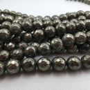 pyrite faceted round beads
