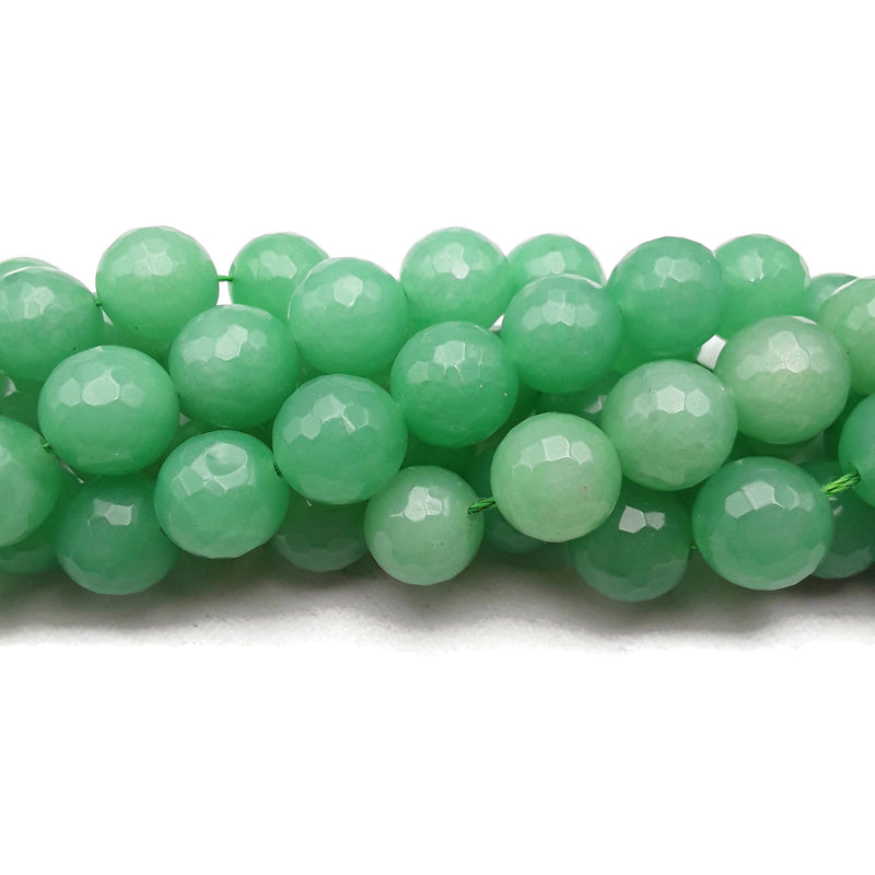 Aventurine Green Color Dyed Jade Faceted Round Beads 12mm 15.5" Strand
