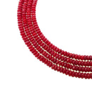 Red Bamboo Coral Faceted Rondelle Beads 2x4m 15.5" Strand
