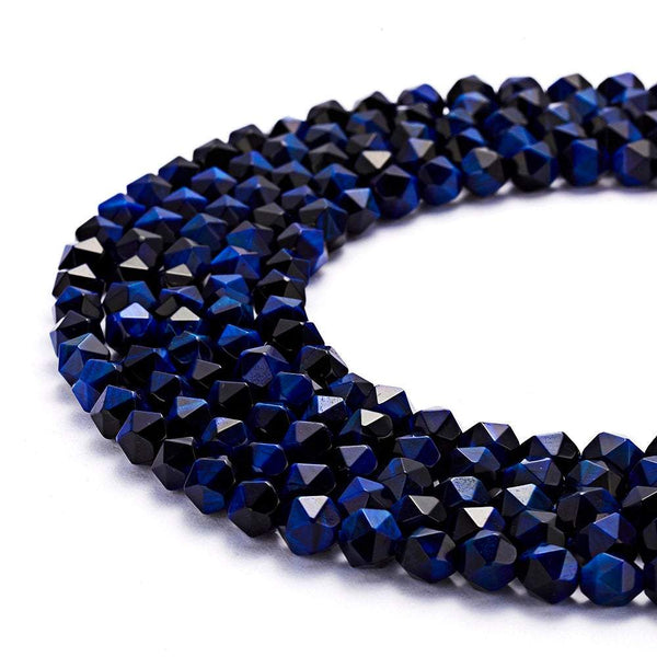 blue Tiger's eye faceted star cut beads