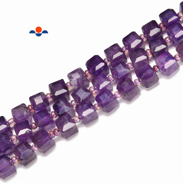 Natural Amethyst Faceted Rubik's Cube Beads Size 7-8mm 15.5'' Strand