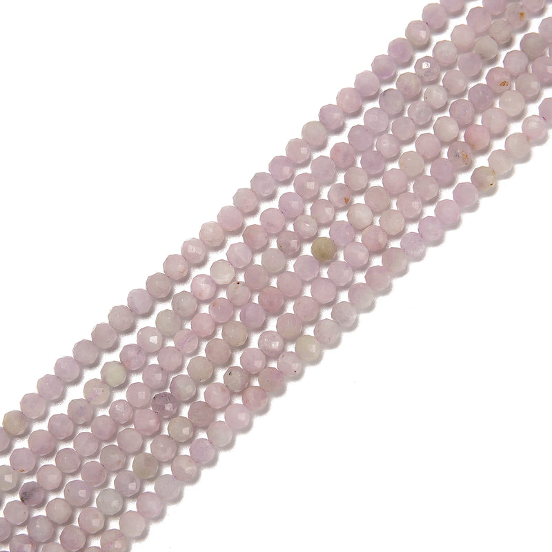 Natural Kunzite Faceted Round Beads Size 4mm 15.5'' Strand