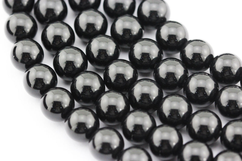 black onyx smooth round beads