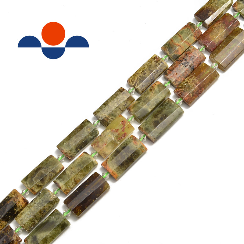 Green Faceted Flat Cylinder Tube Beads 15.5"S – CRC Beads