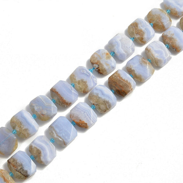 Blue Lace Agate Faceted Rectangle Beads 18x25mm 15.5" Strand