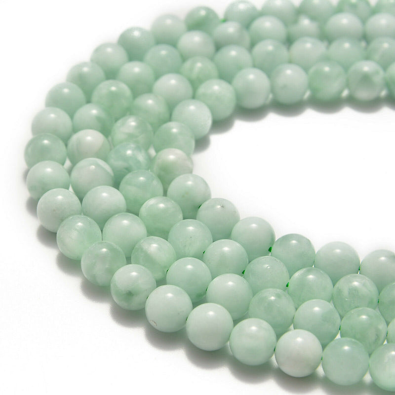 green moonstone smooth round beads 