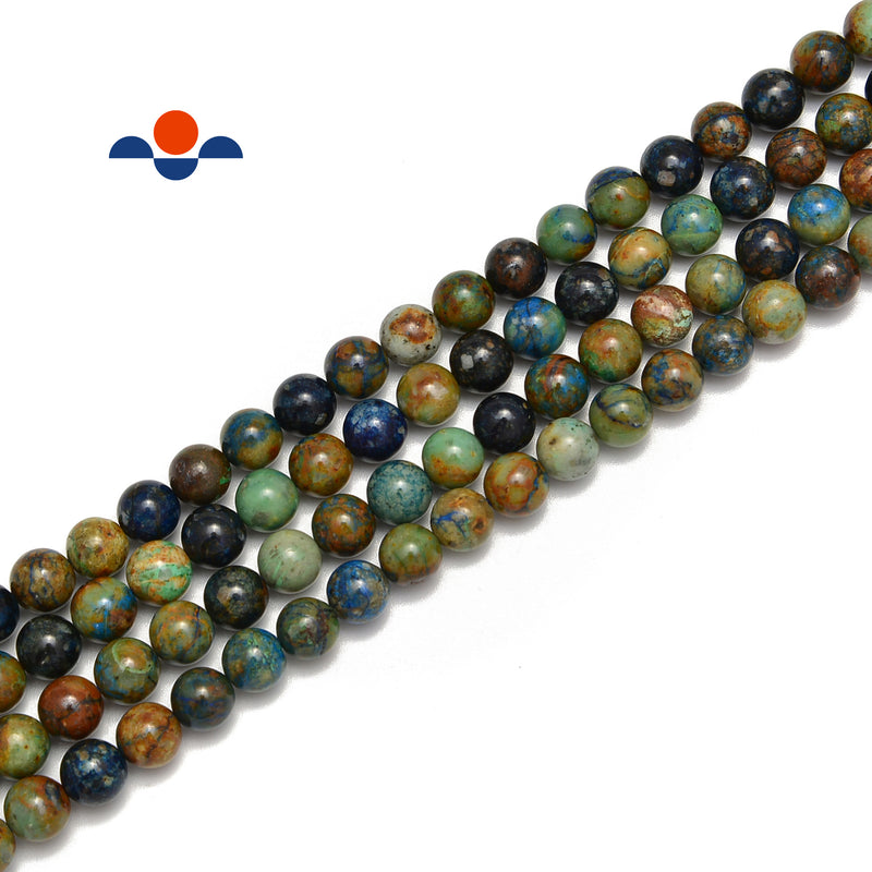 Natural Azurite Smooth Round Beads Size 6mm 8mm 10mm 15.5" Strand