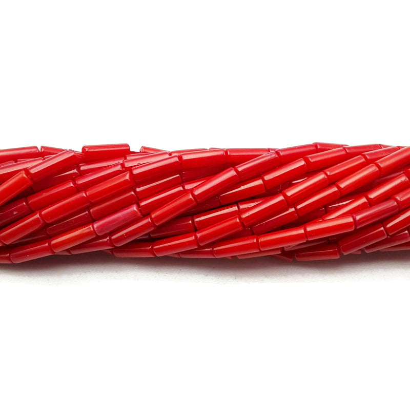 Red Bamboo Coral Round Tube Beads 3x9mm 15.5" Strand