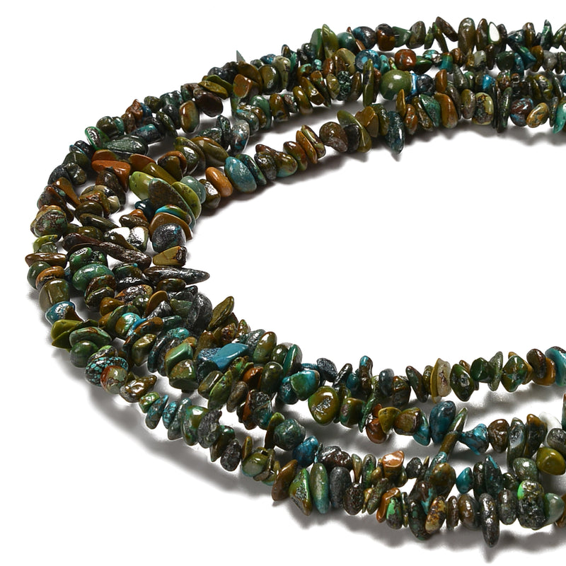 Natural Genuine Turquoise Brown Color Chips Beads Size 5-8mm 34'' Strand