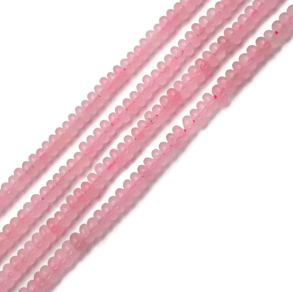 Light Pink Color Dyed Jade Smooth Rondelle Beads Size Approx 2x4mm 15.5" Strand