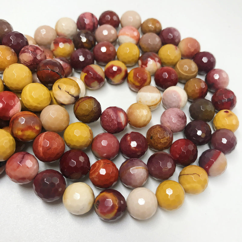 mookaite jasper faceted round beads 