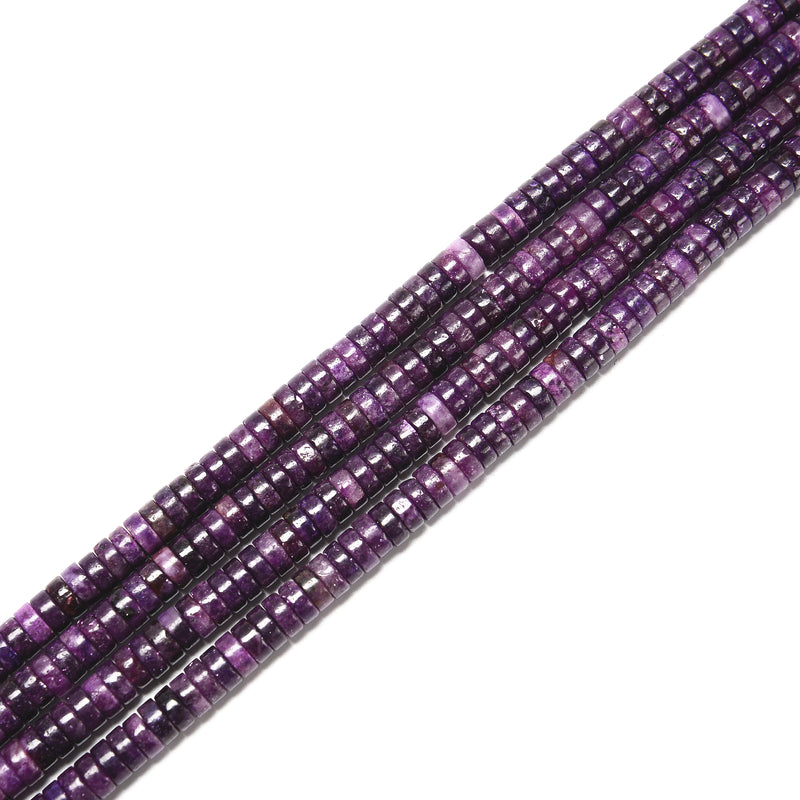 Natural Dark Lepidolite Heishi Disc Beads Size 2x4mm 3x6mm 3x8mm 15.5'' Strand
