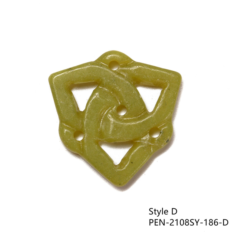 Yellow & Dark Green & Black Jade Hand Carved Pendant Six Styles Sold Per Piece