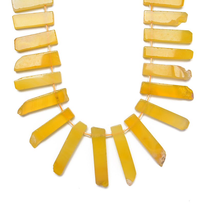 Yellow Agate Graduated Slab Stick Point Beads Size 10x25-12x45mm 15.5'' Strand