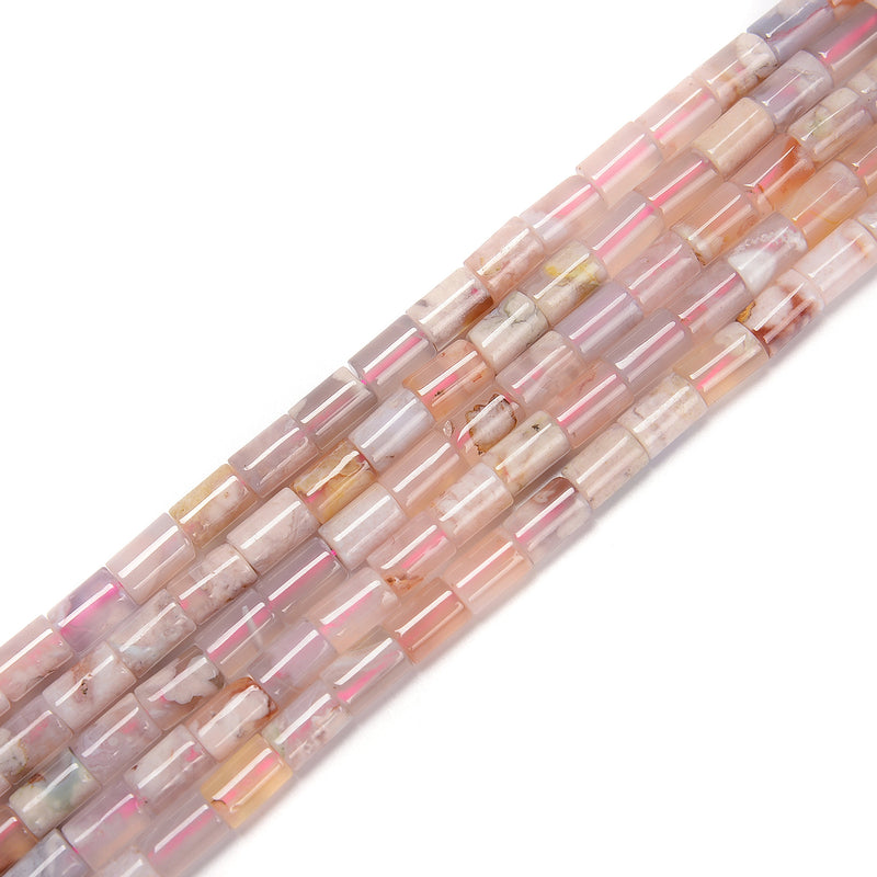 Cherry Flower Sakura Agate Smooth Cylinder Tube Beads Size 8x12mm 15.5'' Strand